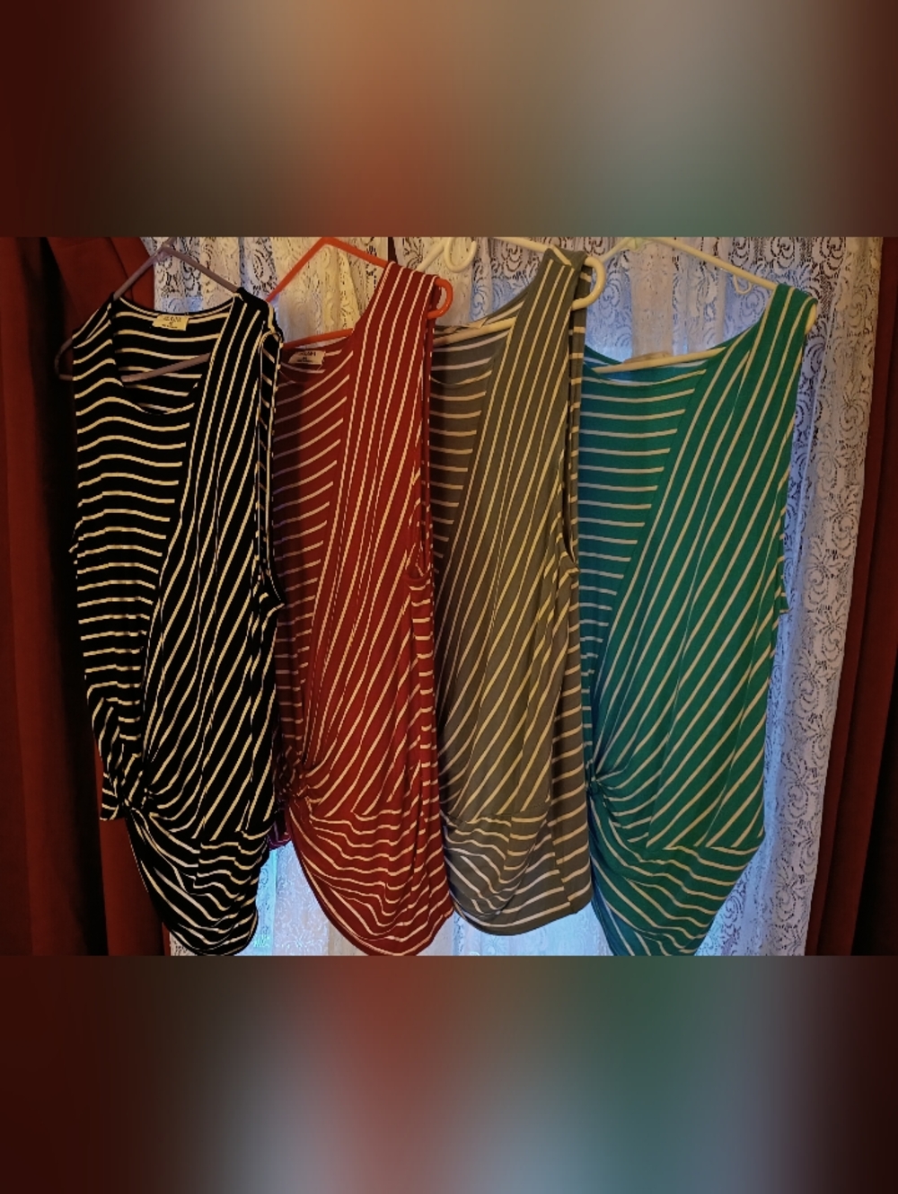 Zenana Woman's Stripped Top, 2X, Color Choice, Red, Slate, Black Or Turquoise